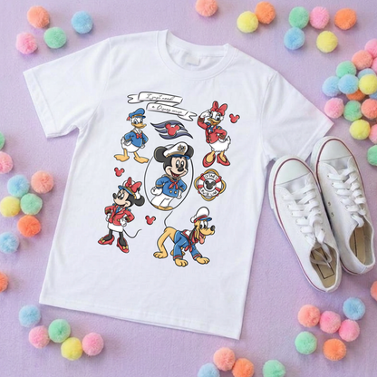 Cruise Mouse Ears Full Art T-Shirt, Ears, Florida, Orlando, Cruise Holidays T-Shirts, Holiday Outfits - Adults & Kids Sizes - Cotton T-Shirt