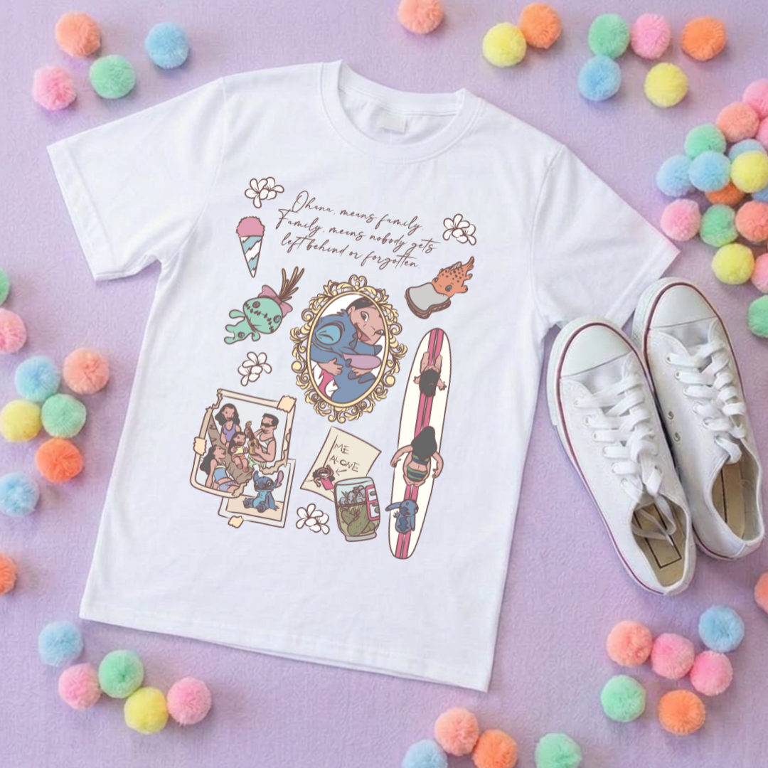 Blue Alien Stitch Full Art Inspired Printed T-Shirt, Hawaii, Hawaiian Rollercoaster, Lilo, Scrump - Adults & Kids Sizes - Cotton T-Shirt