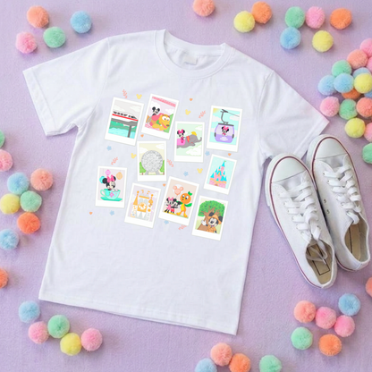 Polaroids at the Park Life T-Shirt, Ears, Florida, Orlando, Cruise Holidays T-Shirts, Holiday Outfits - Adults & Kids Sizes - Cotton T-Shirt