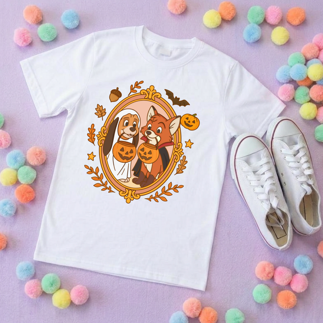 Pumpkin Pals Fox & Hound Park Life T-Shirt, Ears, Florida, Orlando, Cruise Holidays T-Shirts, Holiday Outfits - Adults & Kids Sizes - Cotton T-Shirt