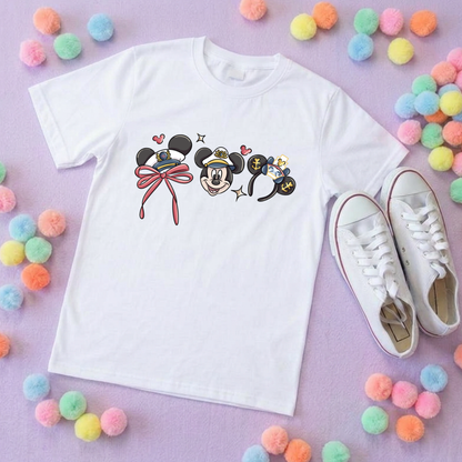 Cruise Mouse and Ears T-Shirt, Ears, Florida, Orlando, Cruise Holidays T-Shirts, Holiday Outfits - Adults & Kids Sizes - Cotton T-Shirt