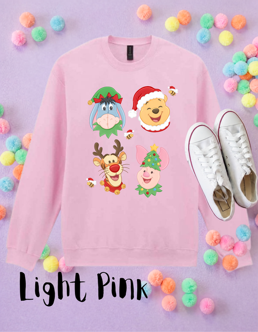 Pooh Christmas Sweatshirt, Ears, Florida, Orlando, Jumper, Christmas Outfits, - Adults & Kids Sizes - Cotton Sweatshirt