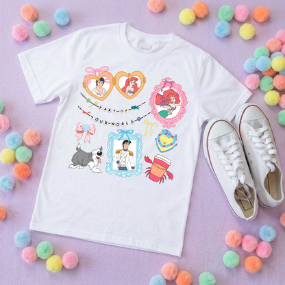 Mermaid Little Inspired Printed T-Shirt, Underwater, Little Mermaid, Ariel and Friends - Adults & Kids Sizes - Cotton T-Shirt