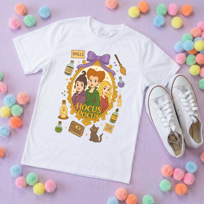 Pocus Hocus, 3 Sistas T-Shirt, Ears, Florida, Orlando, Halloween T-Shirts, Pumpkin Halloween Outfits - Adults & Kids Sizes - Cotton T-Shirt