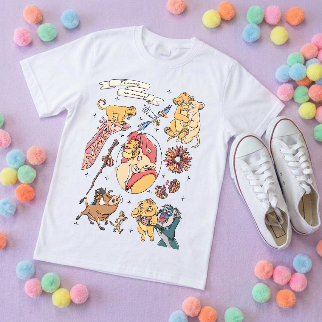 King Lion Full Art Inspired Printed Sand T-Shirt, Safari, Tree of Life, Inspired Character T-Shirts - Adults & Kids Sizes - Cotton T-Shirt