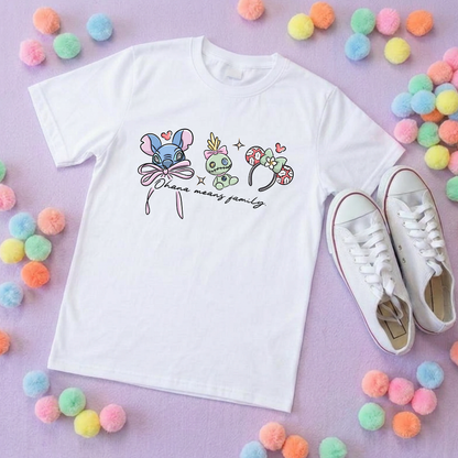 Blue Alien Stitch Inspired Printed White T-Shirt, Hawaii, Hawaiian Rollercoaster, Lilo, Scrump - Adults & Kids Sizes - Cotton T-Shirt