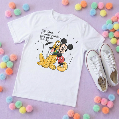 Done Adulting Park Life T-Shirt, Ears, Florida, Orlando, Cruise Holidays T-Shirts, Holiday Outfits - Adults & Kids Sizes - Cotton T-Shirt