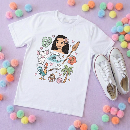 Moana and Friends Full Art, Polynesian Hotel Theme Inspired T-Shirts, Inspired Printed T-Shirt, Princess Movie, Princess- Adults & Kids Sizes - Cotton T-Shirt
