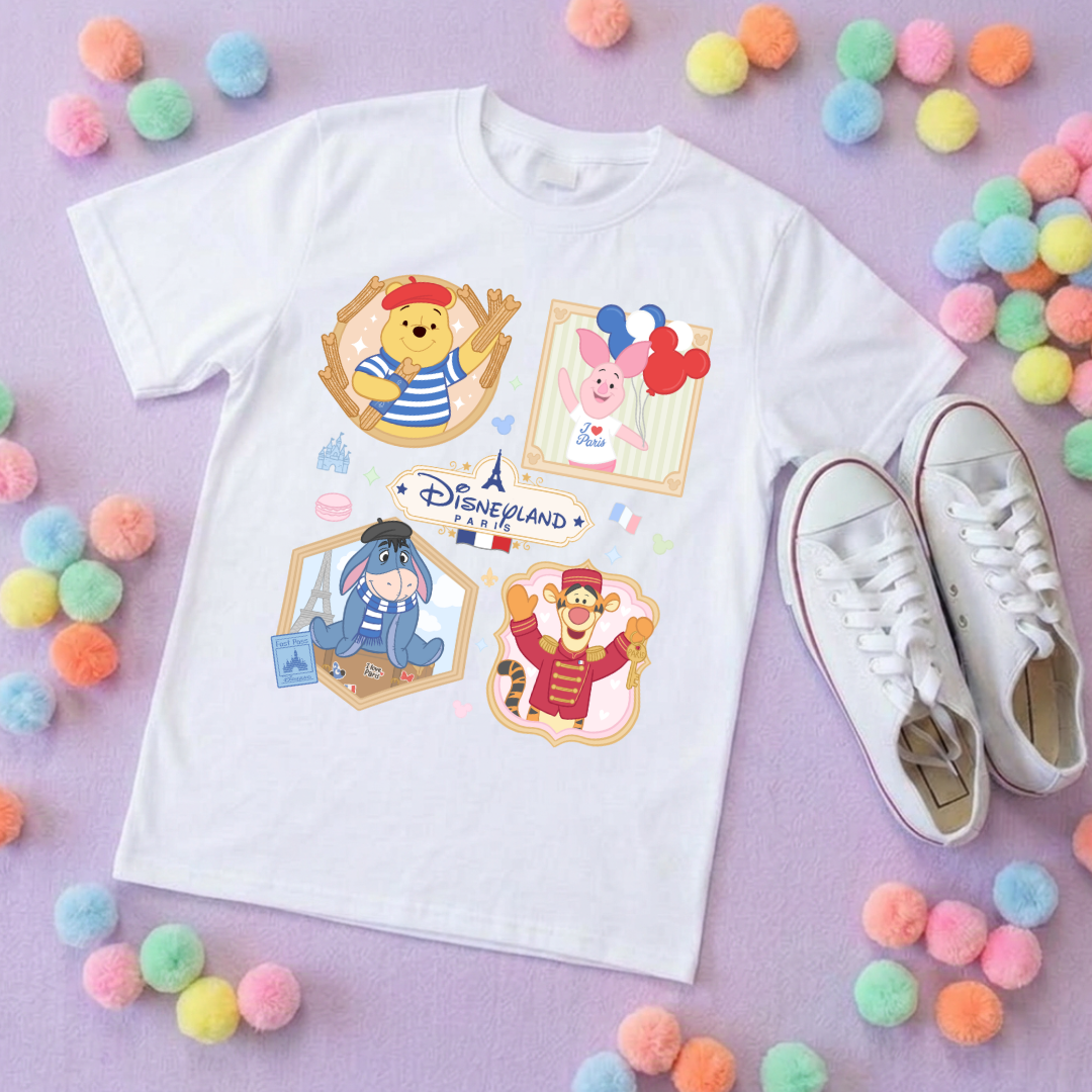 Pooh French Oh La La Full Art Park Life T-Shirt, Ears, Florida, Orlando, Cruise Holidays T-Shirts, Holiday Outfits - Adults & Kids Sizes - Cotton T-Shirts