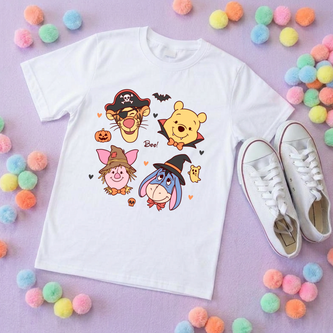 Pooh Halloween Besties Park Life T-Shirt, Ears, Florida, Orlando, Cruise Holidays T-Shirts, Holiday Outfits - Adults & Kids Sizes - Cotton T-Shirt
