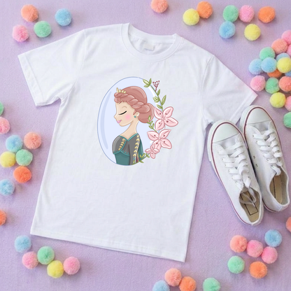 Anna & Flowers Inspired Printed T-Shirt, Princess, Magical Kingdom, Inspired Character T-Shirts - Adults & Kids Sizes - Cotton T-Shirt