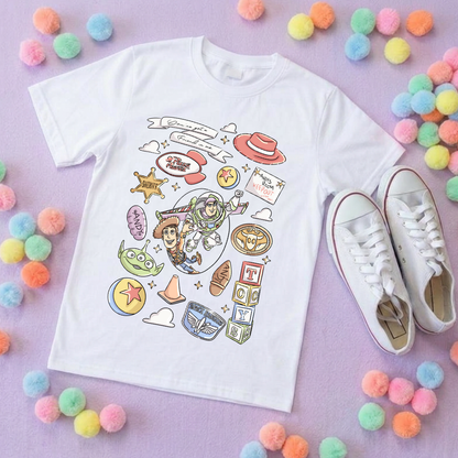 Story Toy Inspired Full Art Printed Ears T-Shirt, Florida, Orlando, Bo Peep, Jessie, Buzz, Toy Story - Adults & Kids Sizes - Cotton T-Shirt