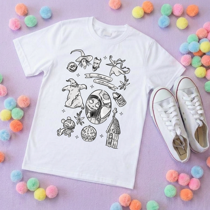 Skellington King Printed T-Shirt, Florida, Orlando, Jack and Sally, Zero, NBC - Adults & Kids Sizes - Cotton T-Shirt