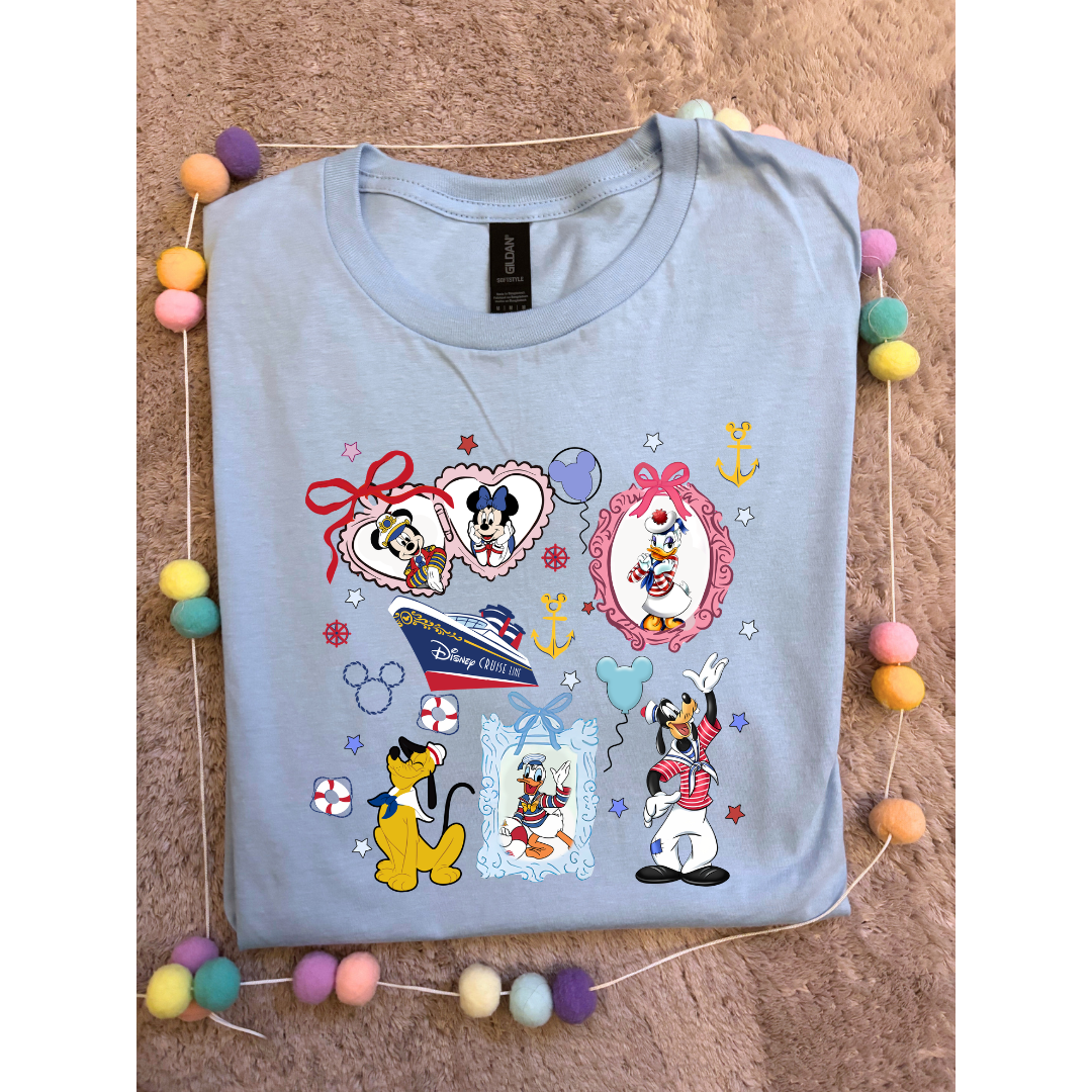 Cruise Mouse and Friends T-Shirt, Ears, Florida, Orlando, Cruise Holidays T-Shirts, Holiday Outfits - Adults & Kids Sizes - Cotton T-Shirt