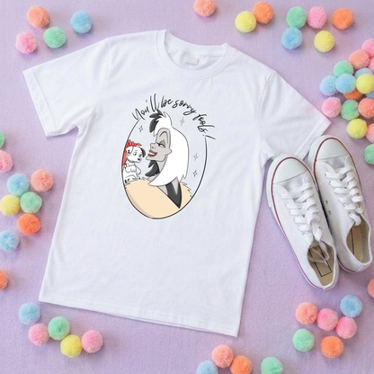 Villain Inspired Printed T-Shirt, Hello Beastie, De-vil, Evil Queen & Stepmum Villains Theme - Adults & Kids Sizes - Cotton T-Shirt