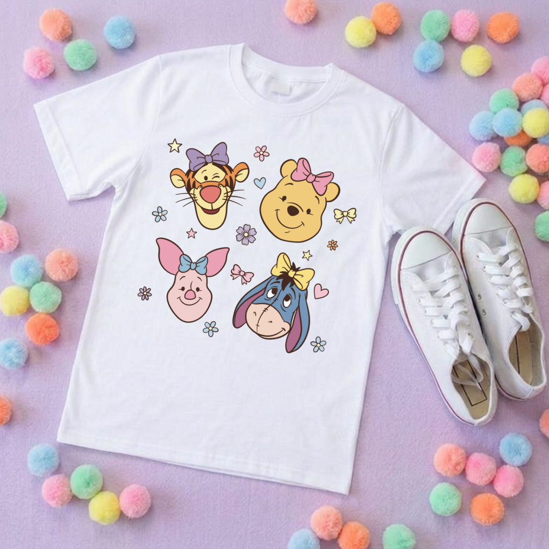 Pooh Pretty Besties Park Life T-Shirt, Ears, Florida, Orlando, Cruise Holidays T-Shirts, Holiday Outfits - Adults & Kids Sizes - Cotton T-Shirt