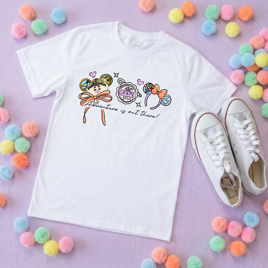 Up House Inspired Printed White T-Shirt, Florida, Orlando, Ellie and Karl, Kevin, Dug - Adults & Kids Sizes - Cotton T-Shirt