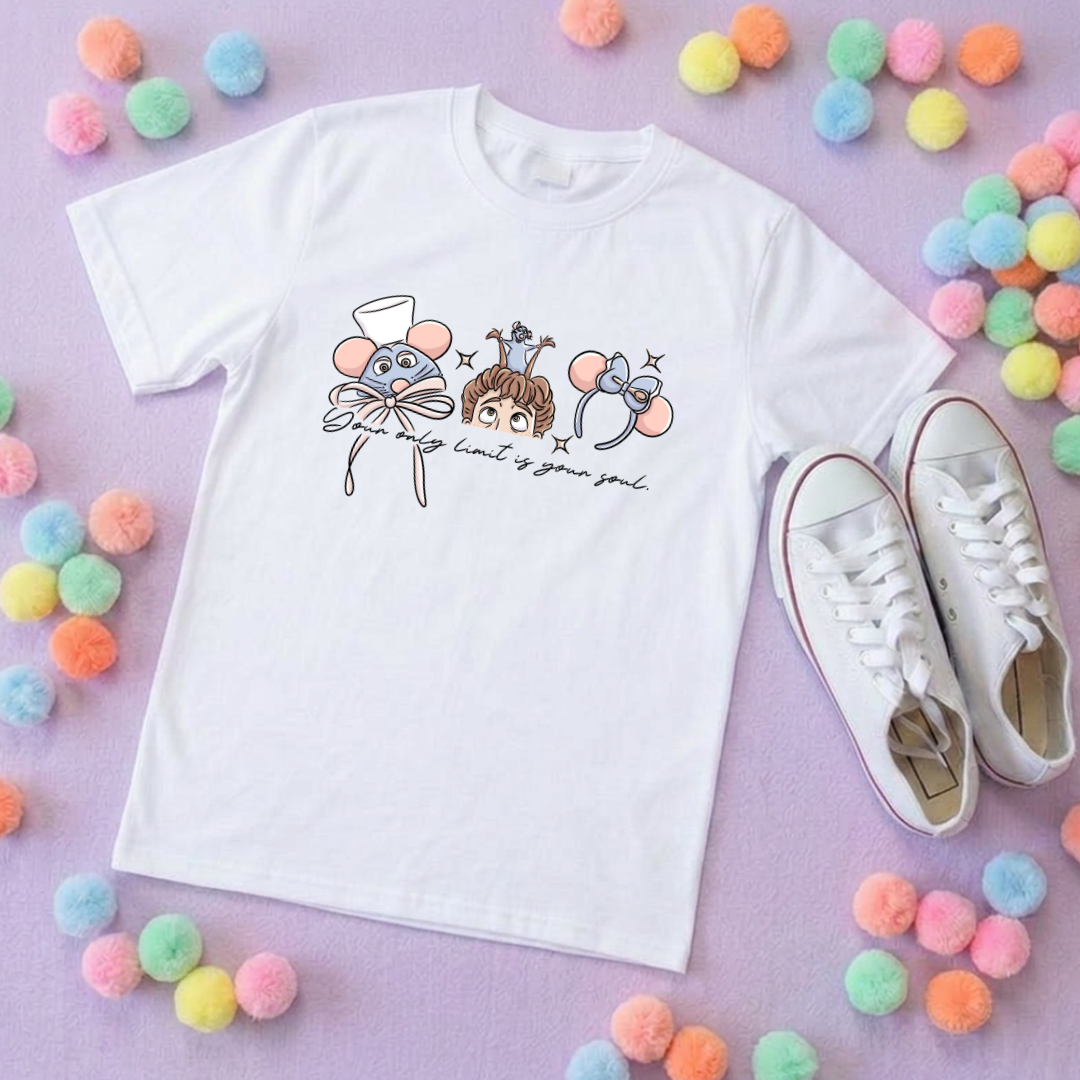 Chez Remi Rat Inspired Printed T-Shirt, French Mouse Chef, Ratatouille - Adults & Kids Sizes - Cotton T-Shirt