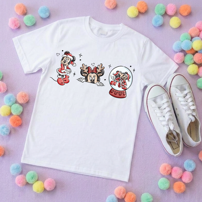 Christmas Mouse T-Shirt, Ears, Florida, Orlando, Christmas T-Shirts, Christmas Outfits - Adults & Kids Sizes - Cotton T-Shirt