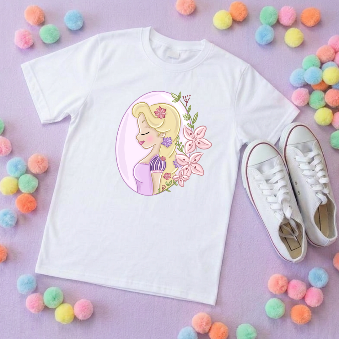 Rapunzel Princess Tower Inspired Printed T-Shirt, Princess Movie, Golden Hair Princess- Adults & Kids Sizes - Cotton T-Shirt