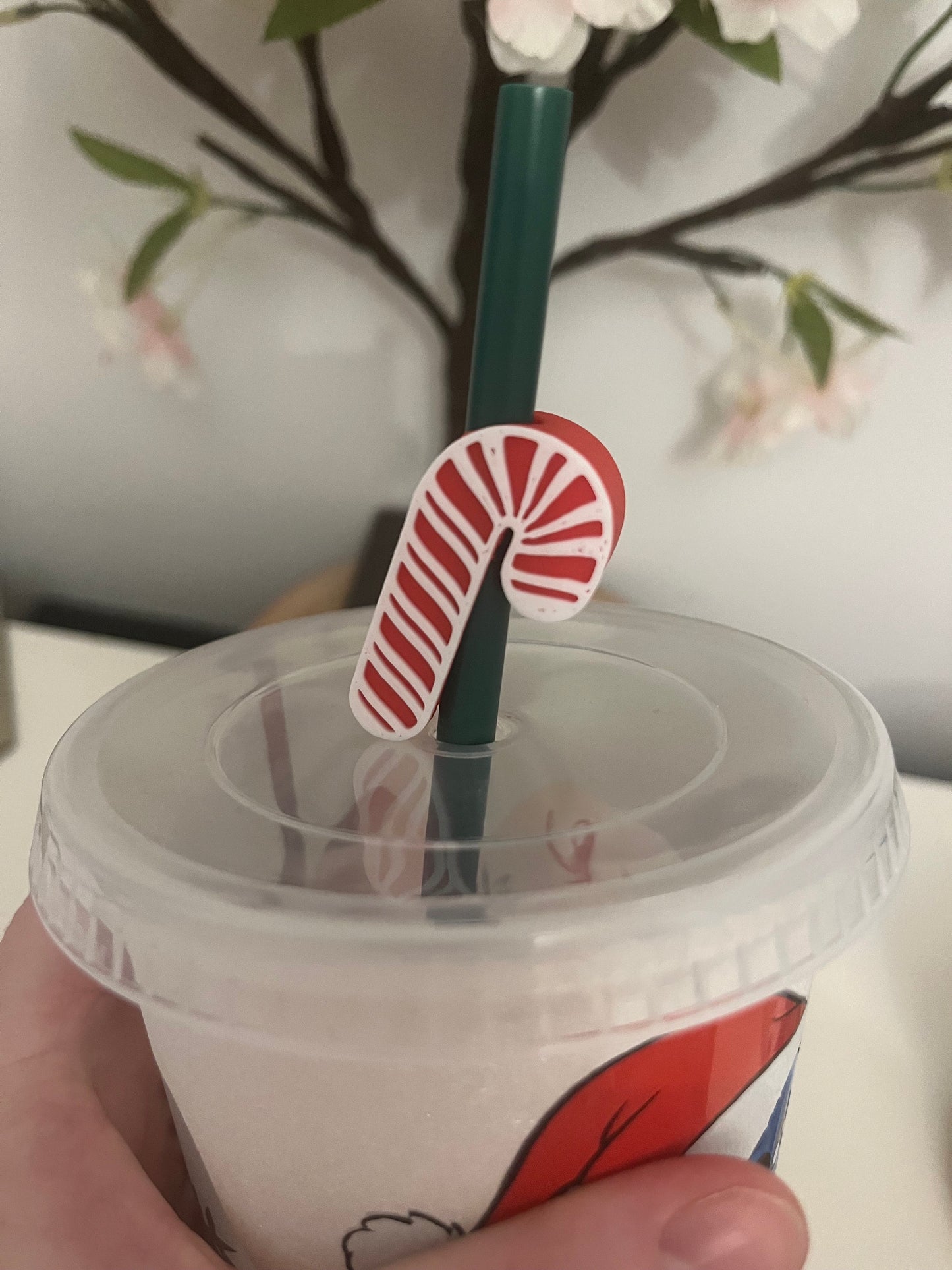 Candy Cane 3D Printed Straw Topper, Christmas Cup, Cold Cup Straw Topper, Christmas Candy Cane Lane