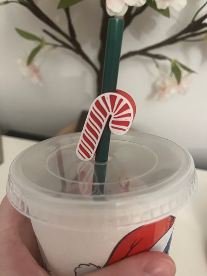 Candy Cane 3D Printed Straw Topper, Christmas Cup, Cold Cup Straw Topper, Christmas Candy Cane Lane