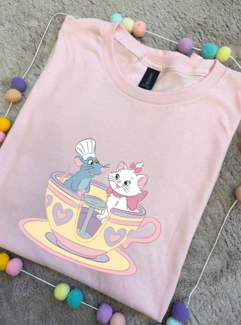 Paris Friends on Teacup Ride Printed T-Shirt, Florida, Orlando, Magical World - Adults & Kids Sizes