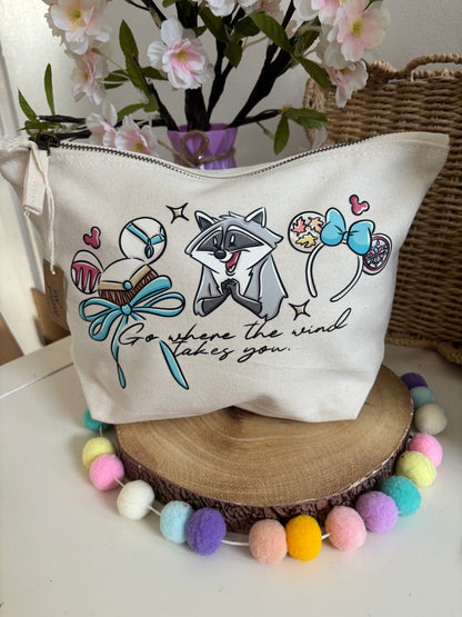 Pocahontas Meeko Make Up Bag Theme Cotton Canvas Accessories Bags, Printed Inspired Bags, Cosmetics Bags