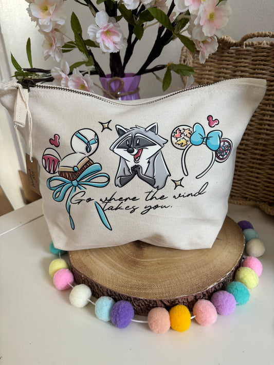 Pocahontas Meeko Make Up Bag Theme Cotton Canvas Accessories Bags, Printed Inspired Bags, Cosmetics Bags