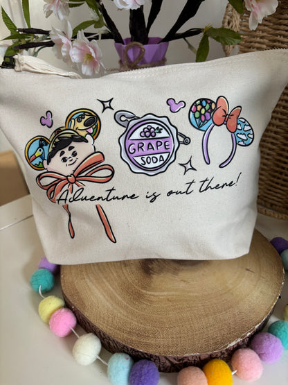 Up and Away Make Up Bag Theme Cotton Canvas Accessories Bags, Printed Inspired Bags, Cosmetics Bags