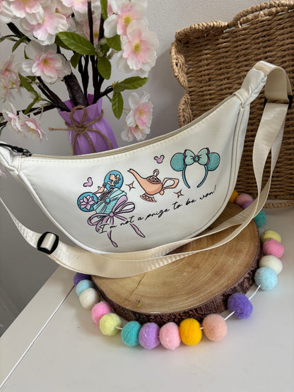 Arabian Princess, Genie Lamp Cream Dumpling Bags, Printed Inspired Cross Body Bags, Theme Park Bags, Florida, Orlando, Paris
