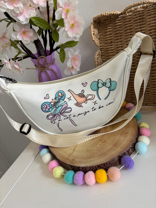 Arabian Princess, Genie Lamp Cream Dumpling Bags, Printed Inspired Cross Body Bags, Theme Park Bags, Florida, Orlando, Paris
