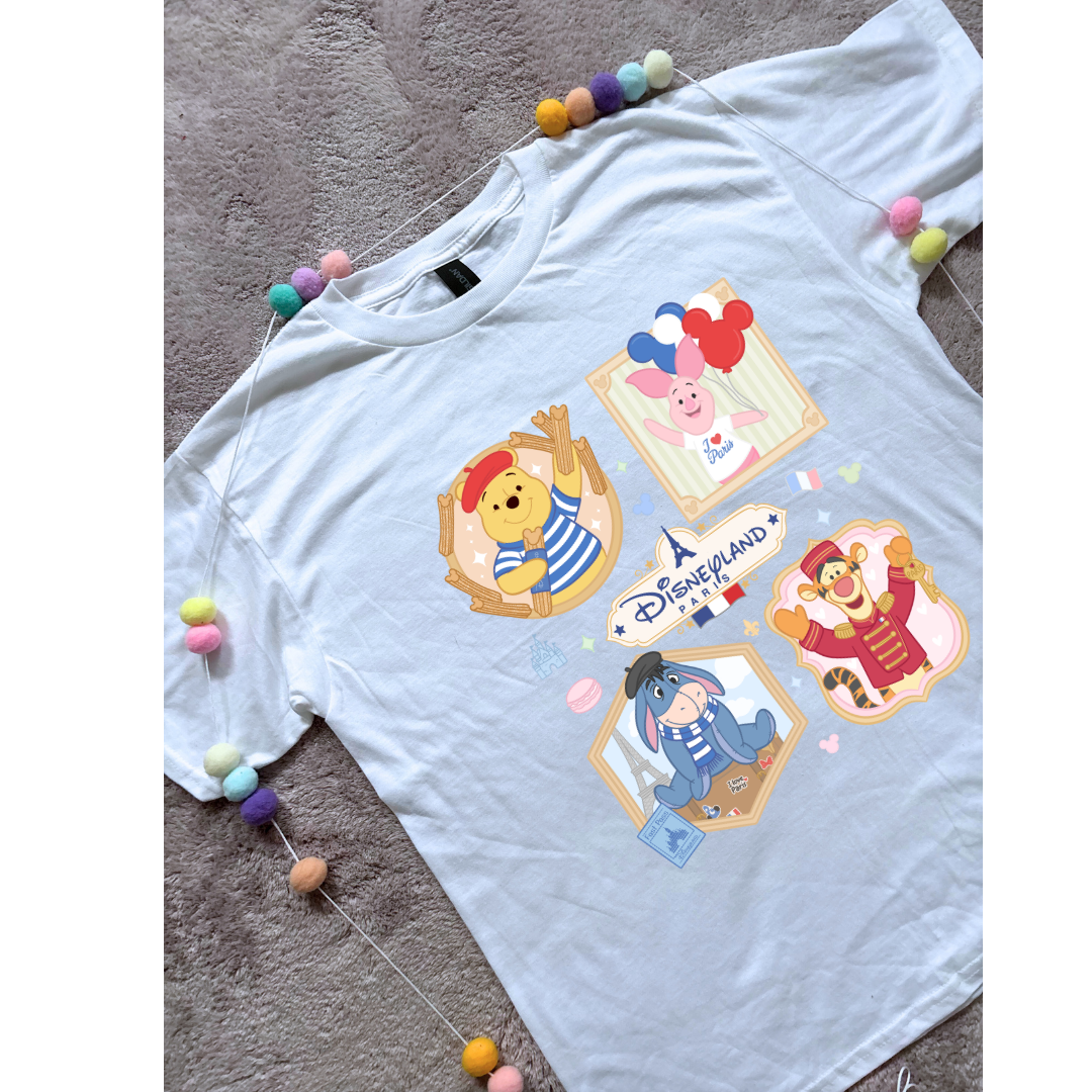 Pooh French Oh La La Full Art Park Life T-Shirt, Ears, Florida, Orlando, Cruise Holidays T-Shirts, Holiday Outfits - Adults & Kids Sizes - Cotton T-Shirts