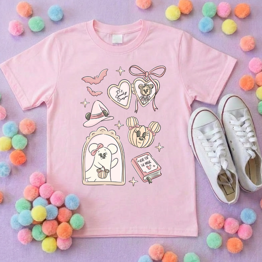 Halloween Ghost Mouse and Ears T-Shirt, Ears, Florida, Orlando, Jumper, Halloween Outfits, - Adults & Kids Sizes - Cotton T-Shirt