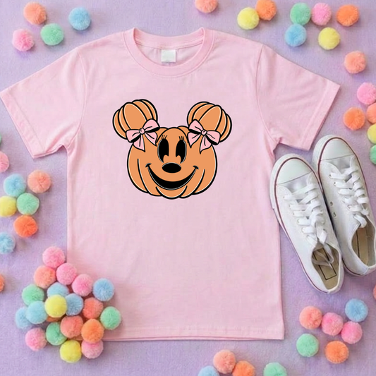 Pumpkin Mouse T-Shirt, Ears, Florida, Orlando, Halloween T-Shirts, Pumpkin Halloween Outfits - Adults & Kids Sizes - Cotton T-Shirt