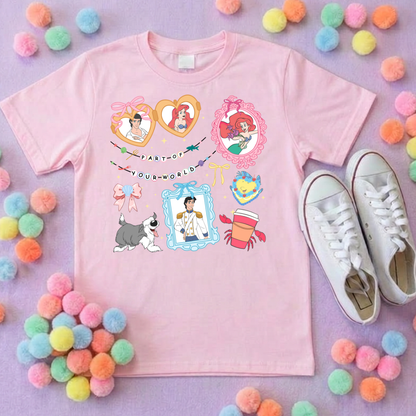 Mermaid Little Inspired Printed T-Shirt, Underwater, Little Mermaid, Ariel and Friends - Adults & Kids Sizes - Cotton T-Shirt