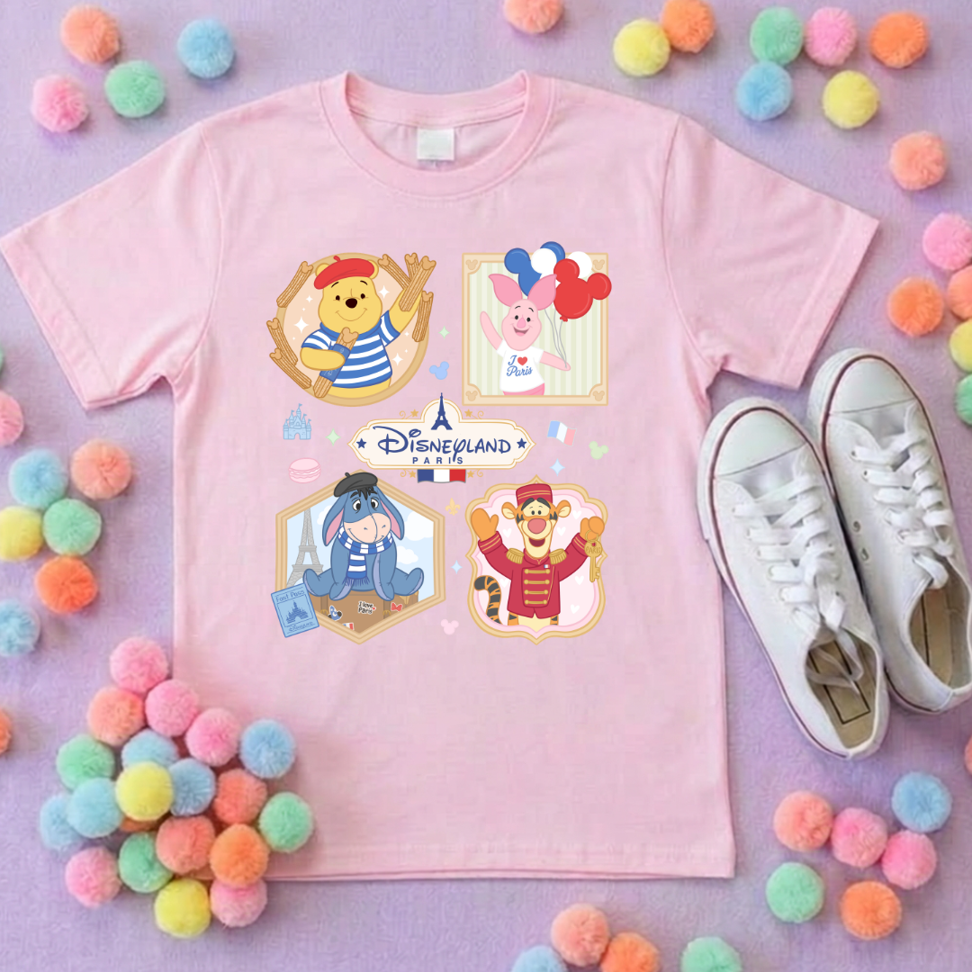Pooh French Oh La La Full Art Park Life T-Shirt, Ears, Florida, Orlando, Cruise Holidays T-Shirts, Holiday Outfits - Adults & Kids Sizes - Cotton T-Shirts