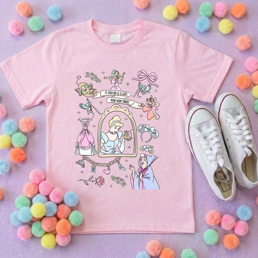 Ballgown Princess Full Art Inspired Printed T-Shirt, Princess Movie, Mouse Ears, Princess- Adults & Kids Sizes - Cotton T-Shirt