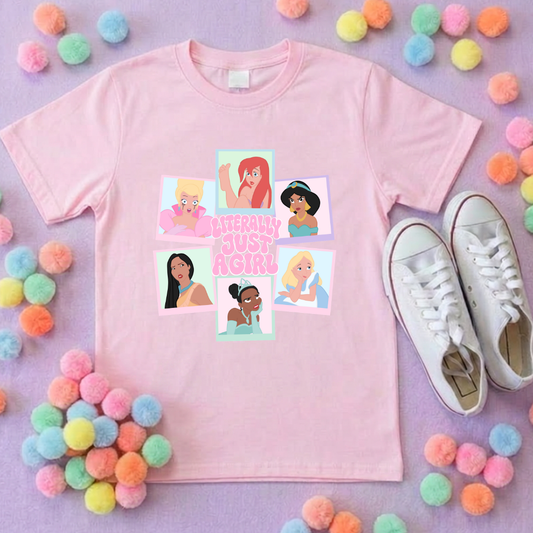 Just a Girl Princess Inspired Printed T-Shirt, Princess, Magical Kingdom, Inspired Character T-Shirts - Adults & Kids Sizes - Cotton T-Shirt