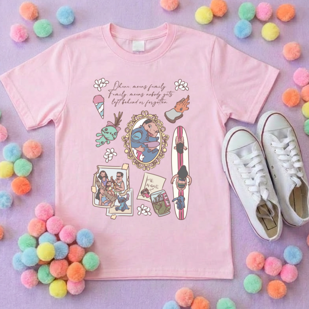 Blue Alien Stitch Full Art Inspired Printed T-Shirt, Hawaii, Hawaiian Rollercoaster, Lilo, Scrump - Adults & Kids Sizes - Cotton T-Shirt