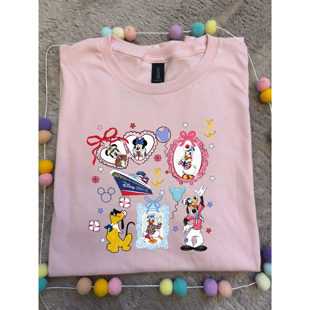 Cruise Mouse and Friends T-Shirt, Ears, Florida, Orlando, Cruise Holidays T-Shirts, Holiday Outfits - Adults & Kids Sizes - Cotton T-Shirt