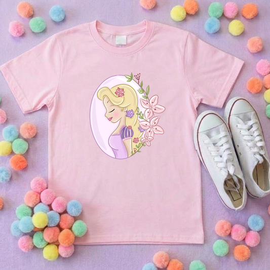 Rapunzel Princess Tower Inspired Printed T-Shirt, Princess Movie, Golden Hair Princess- Adults & Kids Sizes - Cotton T-Shirt