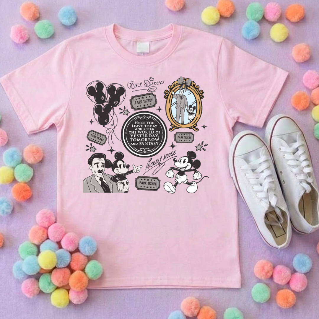 Magical Kingdom, Walt and mouse, Printed T-Shirt, Florida, Orlando, Magical World - Adults & Kids Sizes