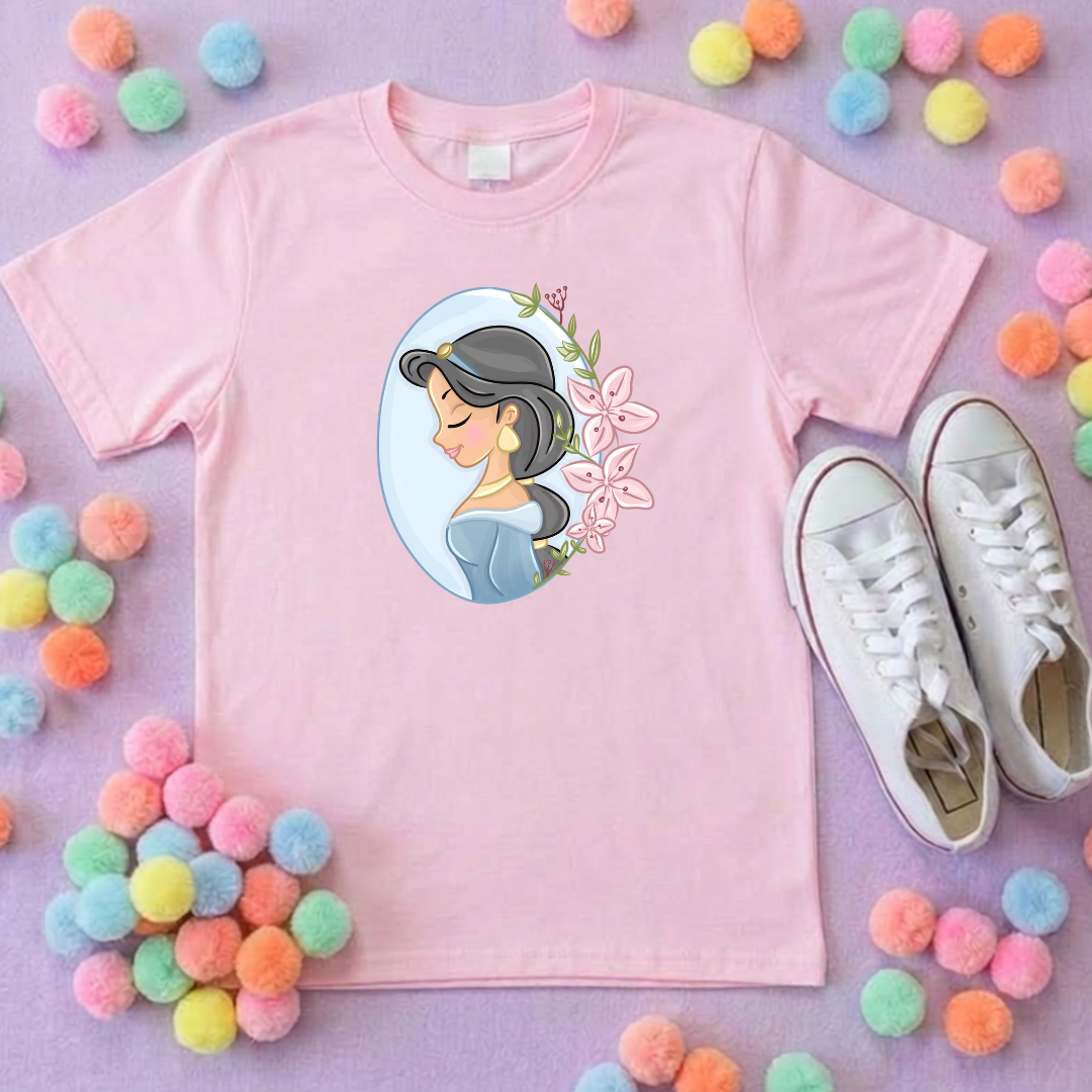 Jasmine & Flowers Inspired Printed T-Shirt, Princess, Magical Kingdom, Inspired Character T-Shirts - Adults & Kids Sizes - Cotton T-Shirt