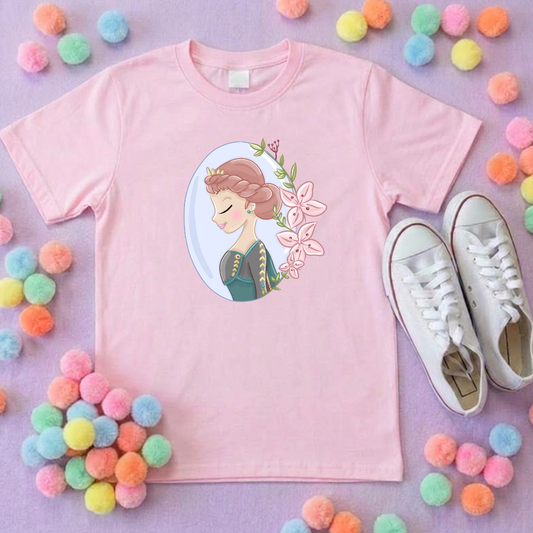 Anna & Flowers Inspired Printed T-Shirt, Princess, Magical Kingdom, Inspired Character T-Shirts - Adults & Kids Sizes - Cotton T-Shirt