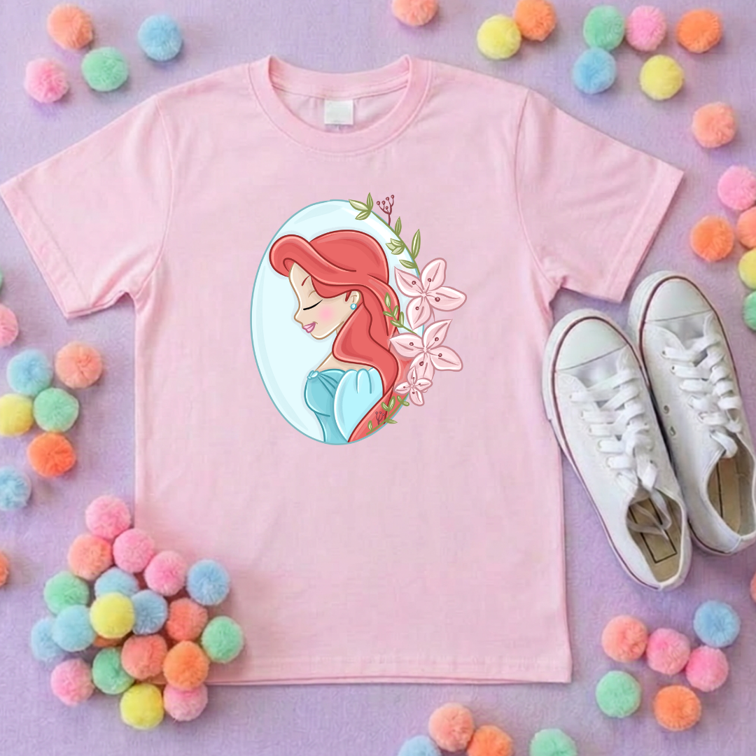 Ariel & Flowers, Mermaid Little Inspired Printed T-Shirt, Underwater, Little Mermaid, Ariel and Friends - Adults & Kids Sizes - Cotton T-Shirt