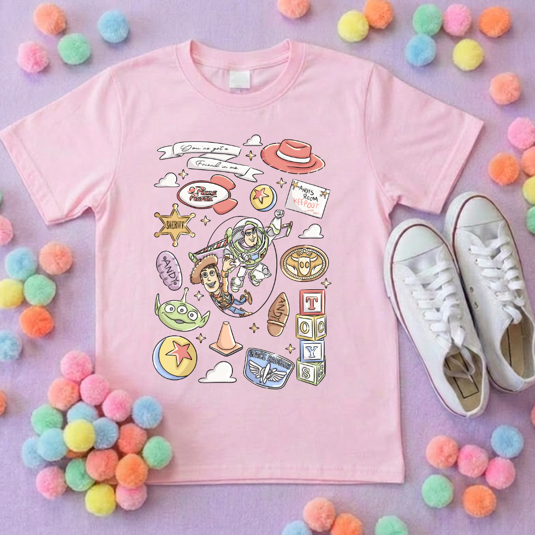 Story Toy Inspired Full Art Printed Ears T-Shirt, Florida, Orlando, Bo Peep, Jessie, Buzz, Toy Story - Adults & Kids Sizes - Cotton T-Shirt
