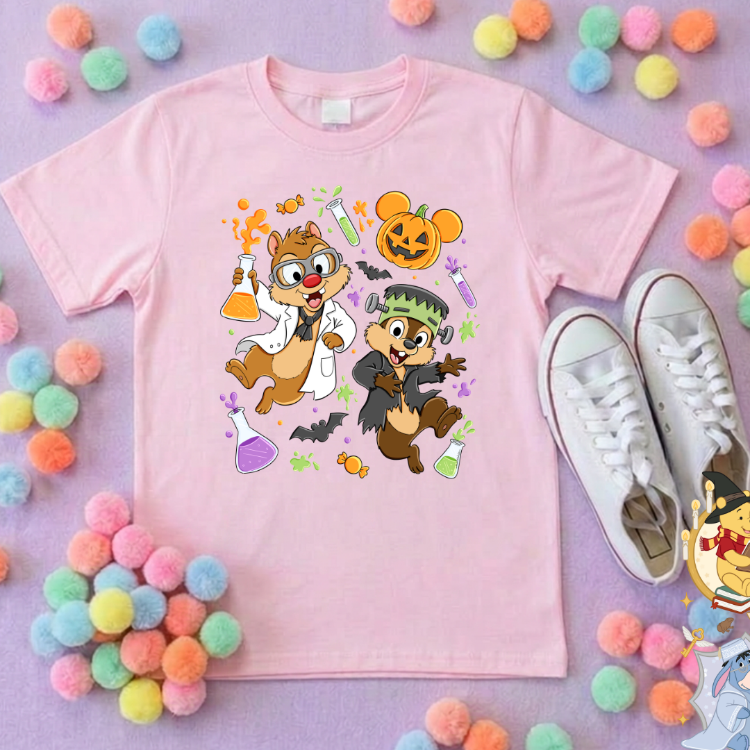 Halloween Pals, Chip & Dale Printed T-Shirt, Halloween, Inspired Character T-Shirts - Adults & Kids Sizes - Cotton T-Shirt