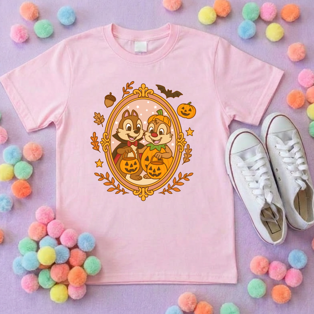 Pumpkin Pals Chip & Dale Life T-Shirt, Ears, Florida, Orlando, Cruise Holidays T-Shirts, Holiday Outfits - Adults & Kids Sizes - Cotton T-Shirt