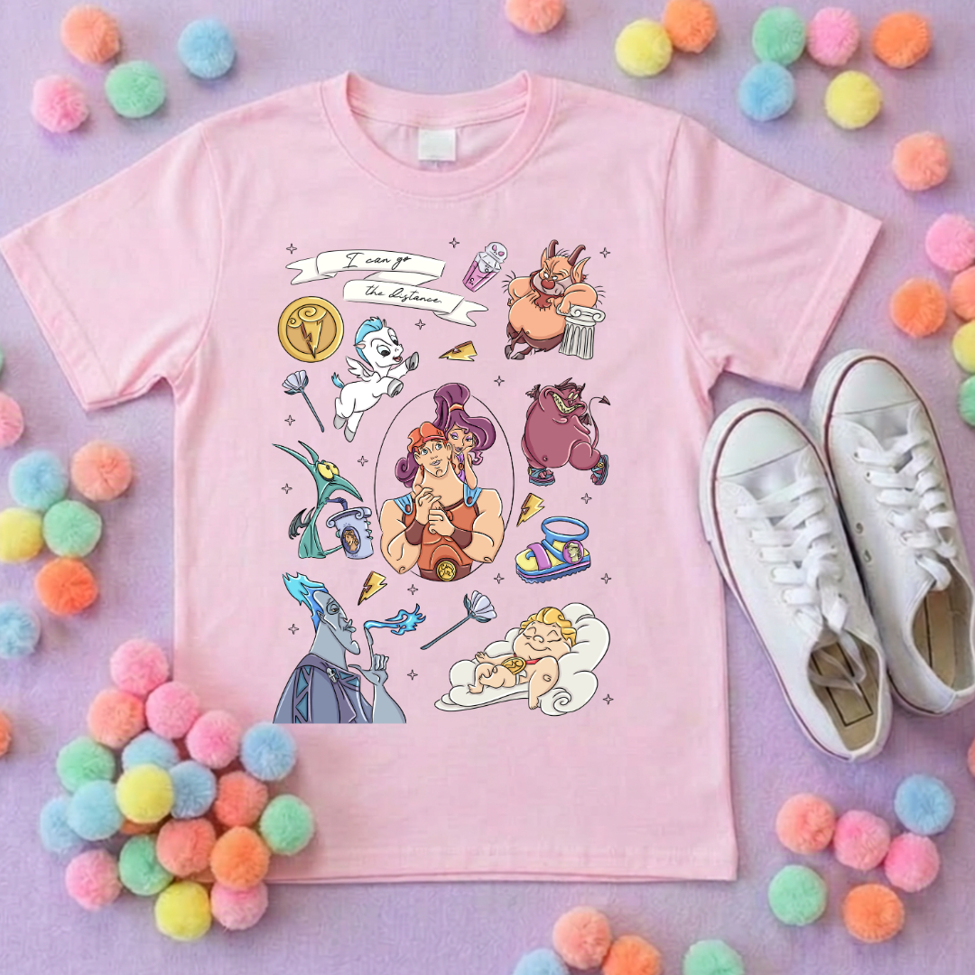 Hercules, Pegasus Full Art Inspired Printed Sand T-Shirt, Greek Gods, Muses, Hades Inspired Character T-Shirts - Adults & Kids Sizes - Cotton T-Shirt